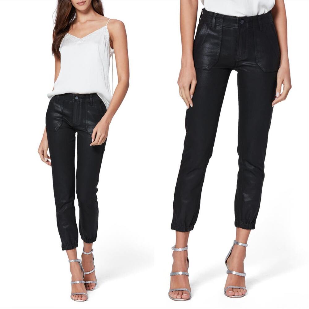 PAIGE Black Coated Jogger Pants Sz 25